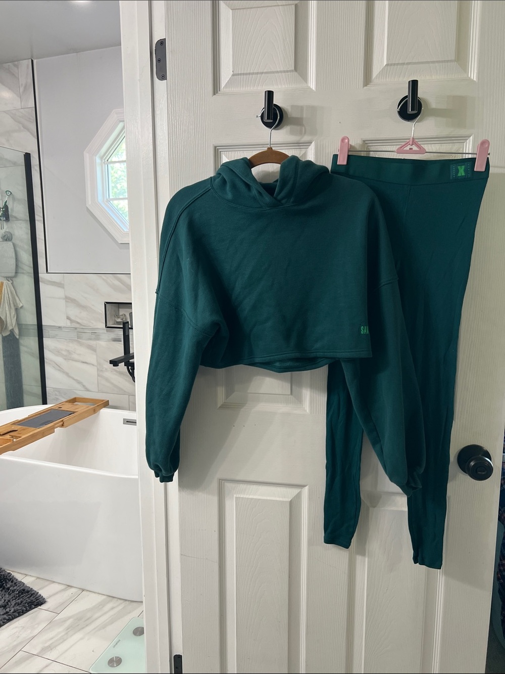 Savage X Fenty Green Cropped Hoodie & High Waist Leggings 2 Piece Set S